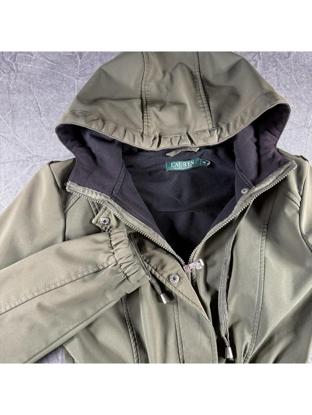 Ralph Lauren Jacket Women's XS Olive Green Rain Coat Hood